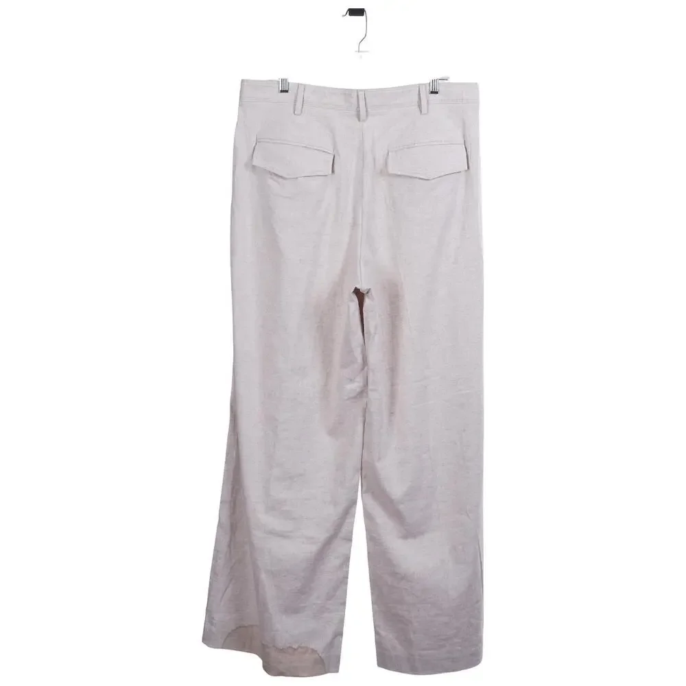 NWT Banana Republic Pants 16 Oatmeal Beige Linen Blend Wide Leg Trouser *FLAW*